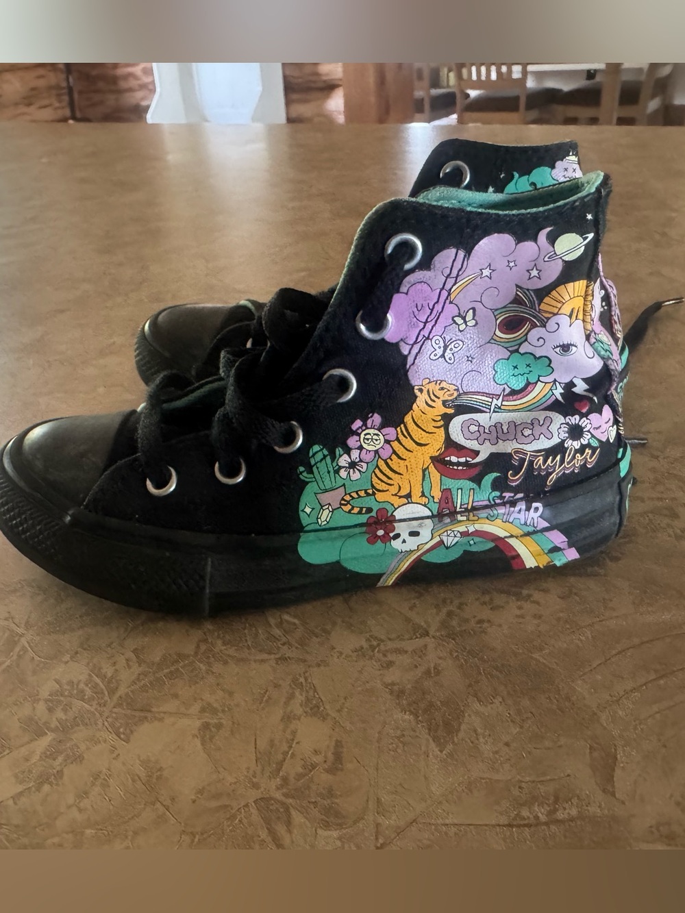 Converse Kids Black High-Top Sneakers with Multicolor Graphic
